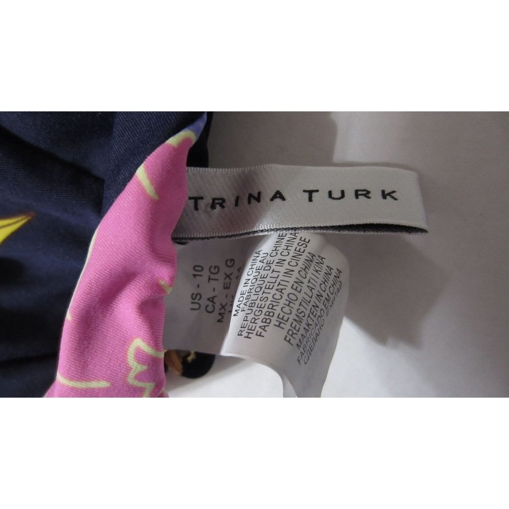 Trina Turk Navy Floral One-Piece Swimsuit with Pink & Yellow Accents - Picture 8 of 9